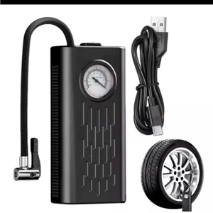Máy Bơm Lốp Ô Tô, Xe Máy Mini Cầm Tay USB - Bơm Điện Đa Năng Với Đồng Hồ Đo Áp Suất Tự Ngắt