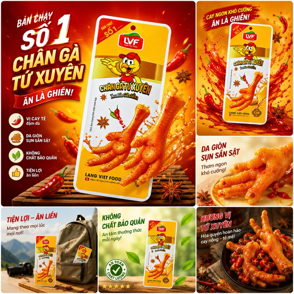 COMBO 30 Chân gà Rút xương ỚT Xanh 22g (Túi Trong màu Hồng)