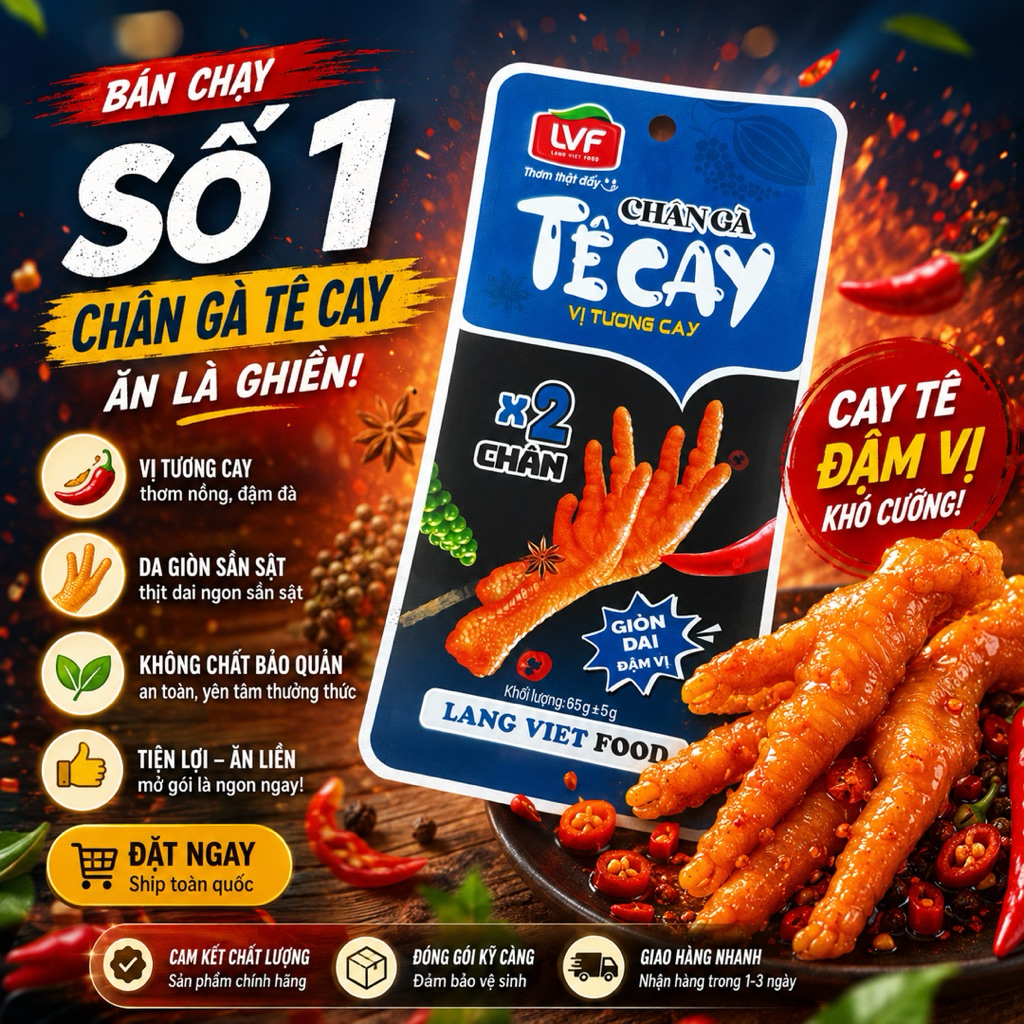 COMBO 30 Chân gà Rút xương ỚT Xanh 22g (Túi Trong màu Hồng)