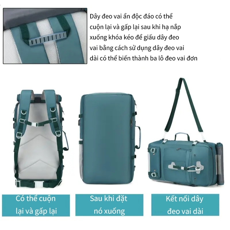 COD unisex Balo du lịch vải dù nắp cuộn balo đựng quần áo có ngăn đựng giày đựng laptop 16/17.1 inch
