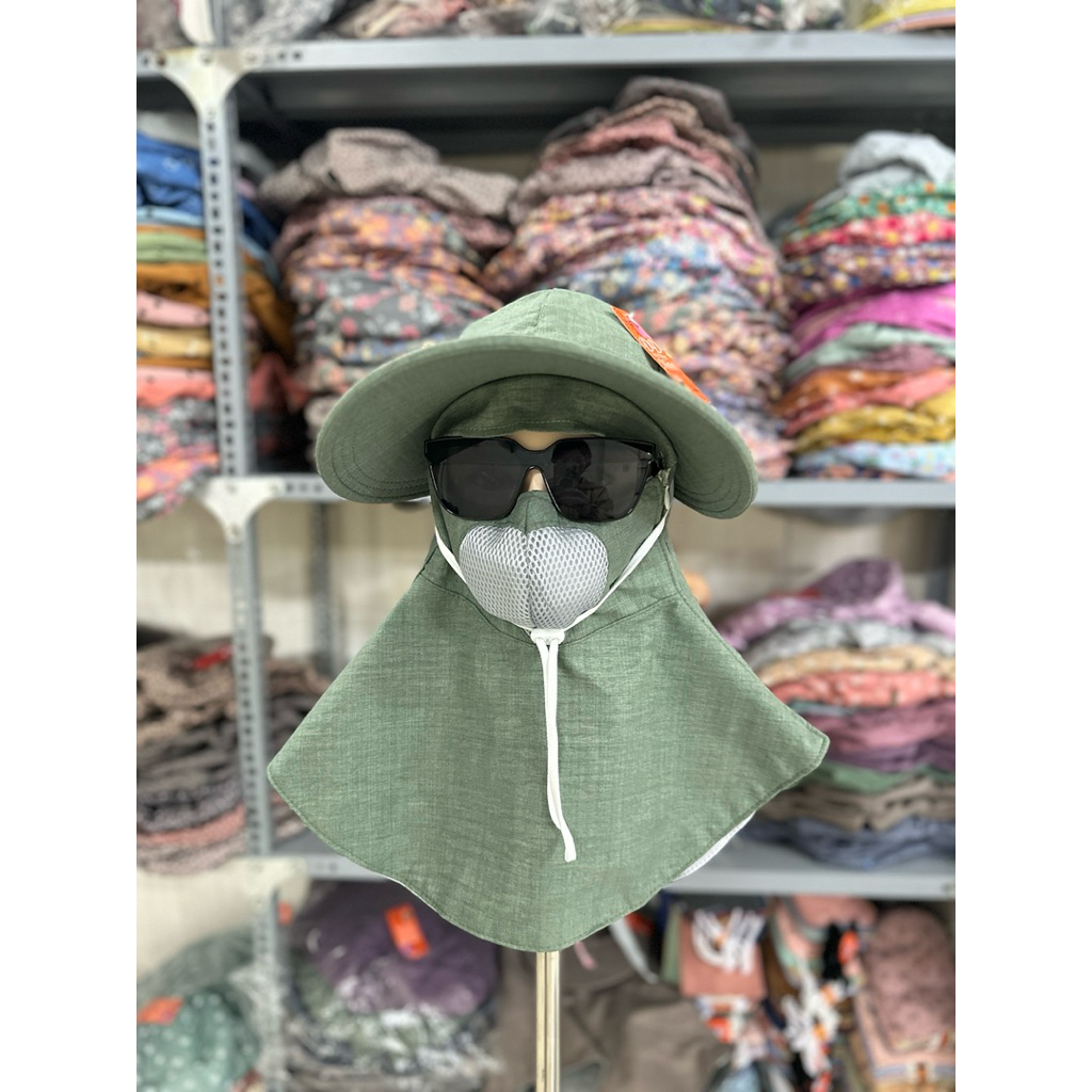 Nón Mũ Chống Nắng Vành To Dây Rút Thông Hơi Vải Mềm, Miếng Dán/Dây Kéo
