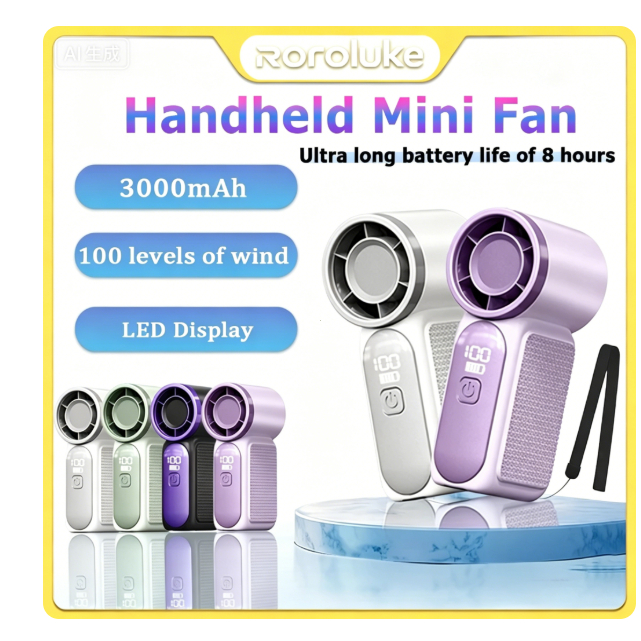 ⚡Quạt cầm tay mini ⚡100 cấp gió 688 Turbo 3000mAh màn hình led hiển thị pin sạc usb quạt tích điện