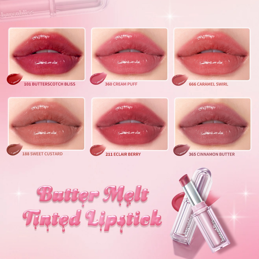 Son thỏi bóng Barenbliss Butter Melt Tinted Lipstick lâu trôi lâu trôi mềm mịn không lem 2.7g