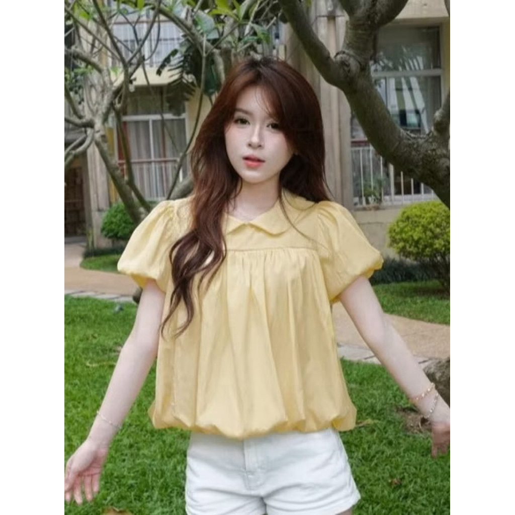 Áo Babydoll Nữ Gió Su Mềm Cổ Sen Dáng Bí Tay Bồng – Áo Kiểu Tiểu Thư Hàn Quốc Nàng Thơ BAP Studio - A173