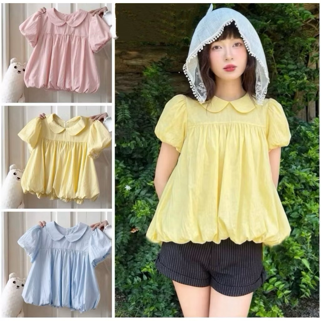 Áo Babydoll Nữ Gió Su Mềm Cổ Sen Dáng Bí Tay Bồng – Áo Kiểu Tiểu Thư Hàn Quốc Nàng Thơ BAP Studio - A173