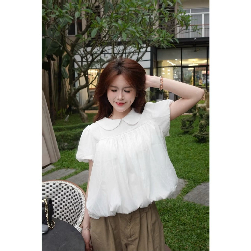 Áo Babydoll Nữ Gió Su Mềm Cổ Sen Dáng Bí Tay Bồng – Áo Kiểu Tiểu Thư Hàn Quốc Nàng Thơ BAP Studio - A173