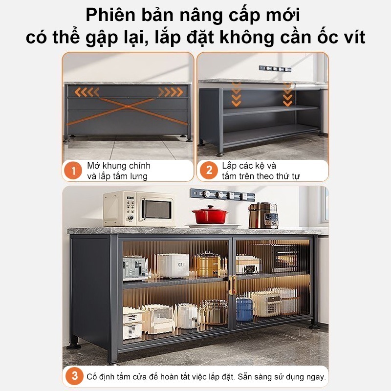 Bàn làm việc nhà bếp chất lượng cao và bền bỉ Kệ đựng đồ đa năng thép cacbon Kệ để đồ nhà bếp