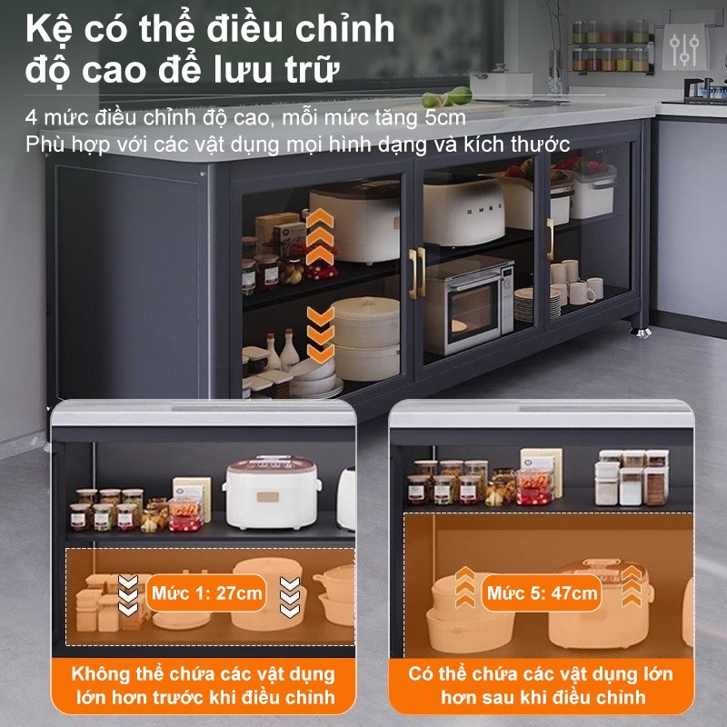 Bàn làm việc nhà bếp chất lượng cao và bền bỉ Kệ đựng đồ đa năng thép cacbon Kệ để đồ nhà bếp