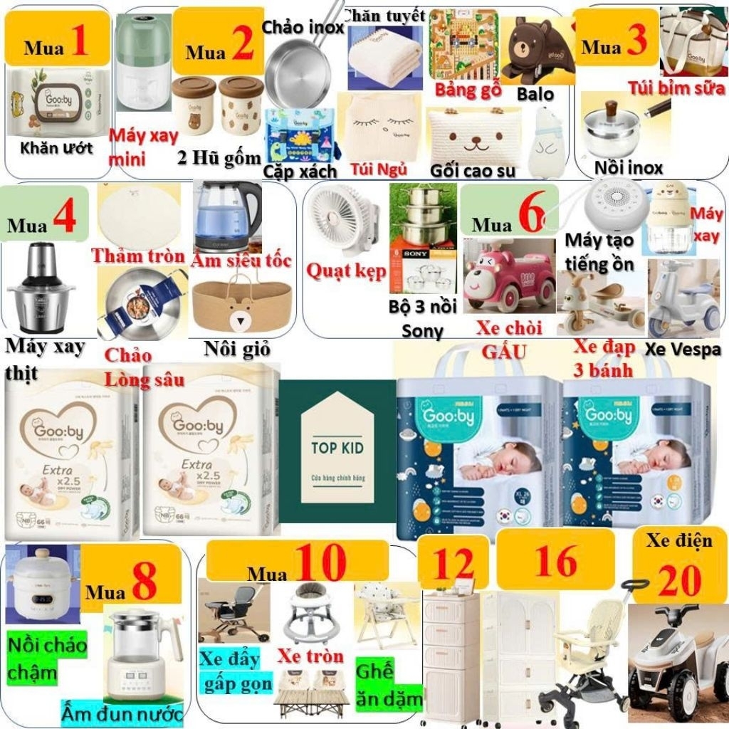 (có chọn quà) Tã Bỉm Gooby Hàn Quốc Cao Cấp size dán/quần NB/S/M/L/XL/XXL