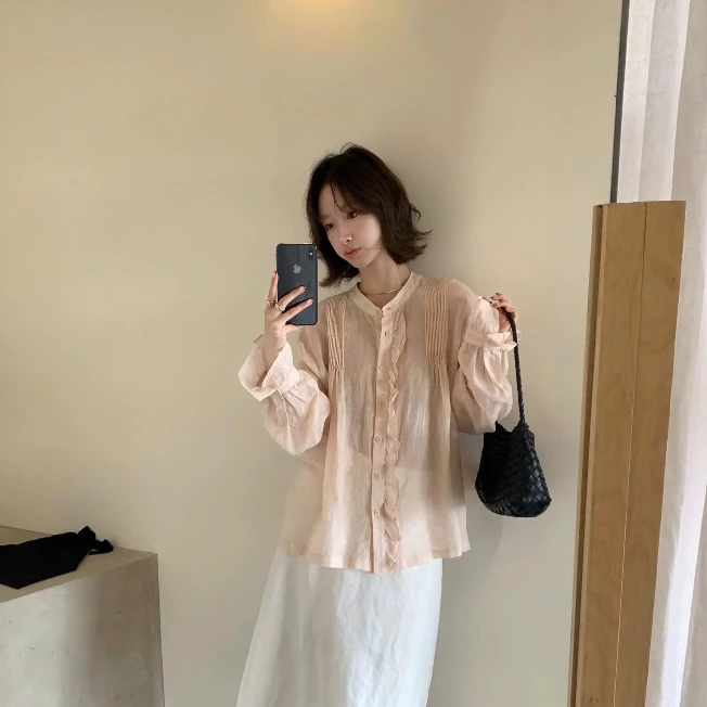 Áo sơ mi nẹp cúc bèo tay xoè dáng điệu Miha Studio