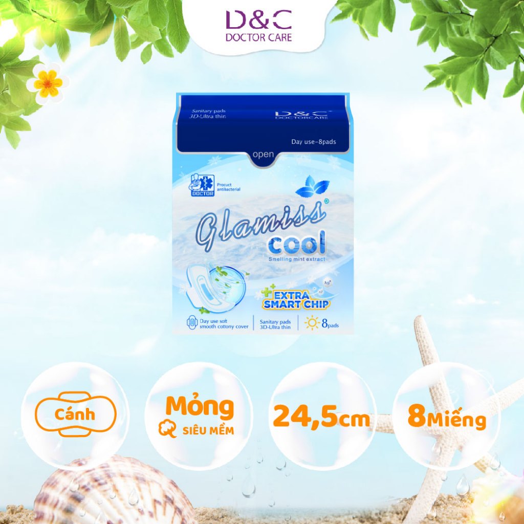 Băng vệ sinh Doctor Care Glamiss Cool Extra, bvs ban ngày dài 24,5 cm ...
