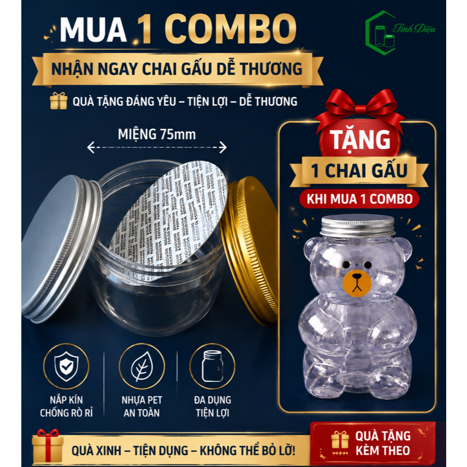 Combo 25 Hũ Nhựa 200ml-800ml Kèm Nắp – Hũ Đựng Kem Body, Muối Tắm, Mỹ Phẩm, Hạt Và Thực Phẩm Khô, PET Phi 75