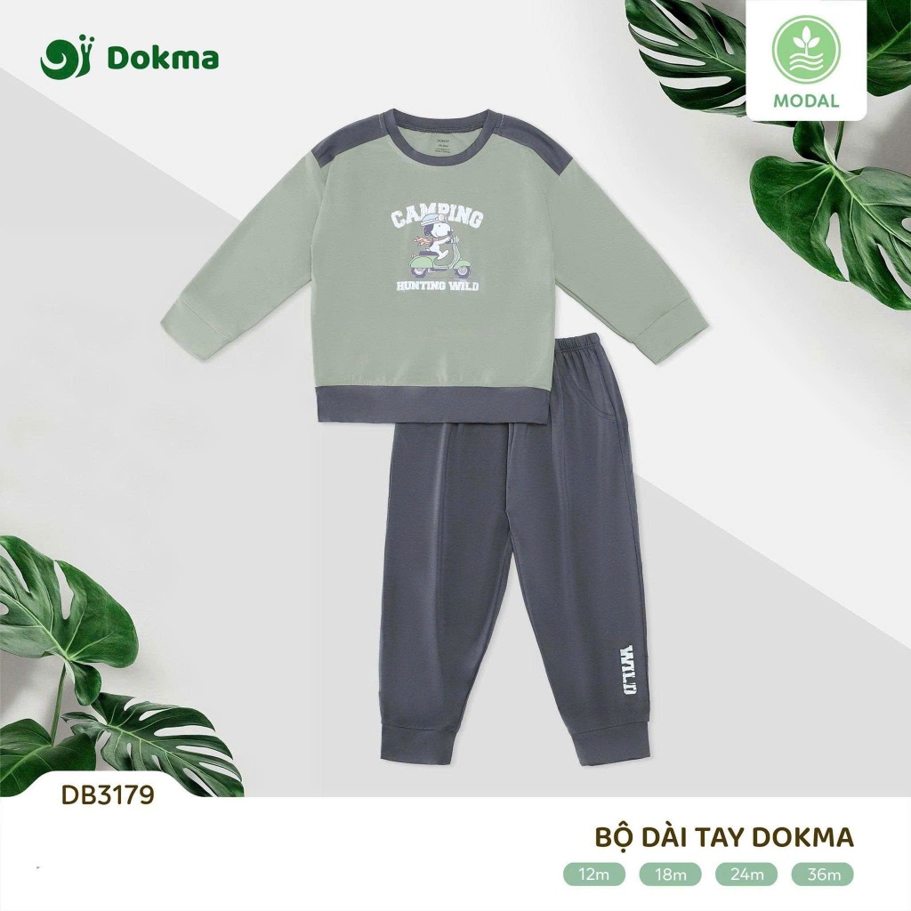 (8-13kg, 6-36M) Bộ Dài Tay Dokma Cài Vai Chất Vải Mềm Mại Cho Bé DB2412 DB3170 DB3116 DB3176 DB3179