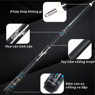 Gậy Bi Lắc TROUFY Carbon Pool 12.5mm Kèm Hộp Đựng và Nối Dài