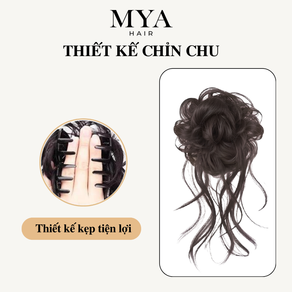 Tóc Giả Búi Lơi MYA Tóc Búi Lệch, Kiểu Tua Gợn Sóng Tự Nhiên Bồng Bềnh, Kẹp Càng Cua, Kỷ Yếu Đi Biển