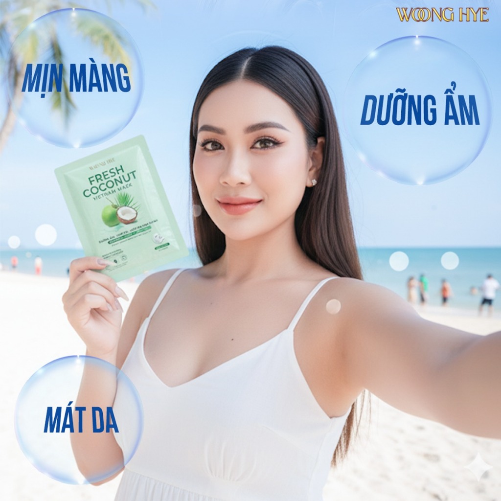 [HÀNG TẶNG] 1 miếng mặt nạ dừa Woong Hye, làm dịu da, cấp ấm chuyên sâu 25g