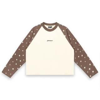 SWE STARFALL BOXY L/S TEE - BROWN/CREAM