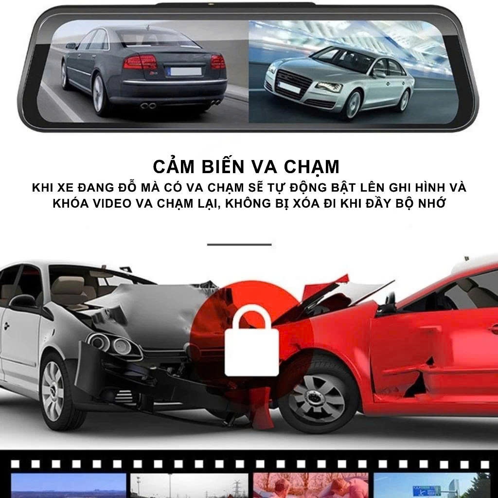 Camera hành trình gương N3 CARLOVER, Cảm ứng Full màn hình 10 inch nhiều chế độ quan sát, BH 1 Năm