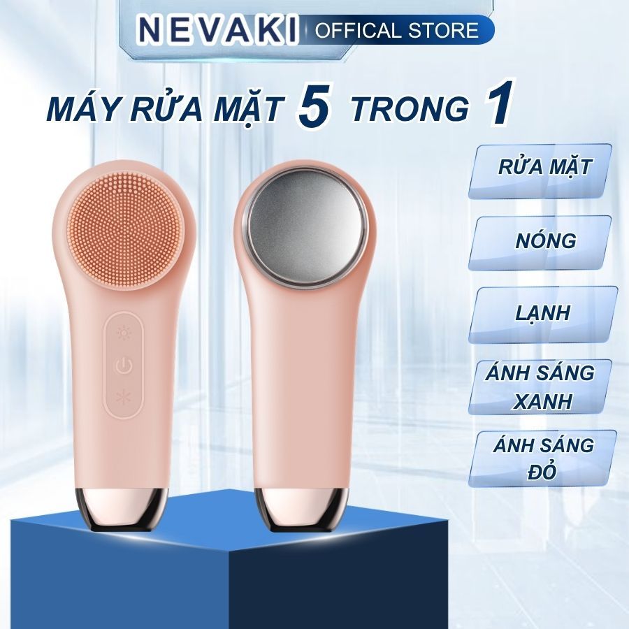 Máy rửa mặt massage đẩy tinh chất nóng lạnh liệu pháp ánh sáng và nhiệt NEVAKI Multi-task Cleansing