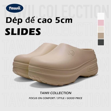 Tawii Dép bánh mì đế cao 5cm Dép bít mũi Nữ Chống Trượt giày sục 5 Màu Dép sục nữ