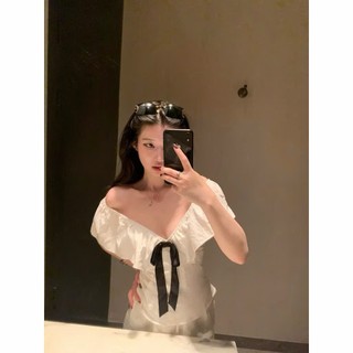 Áo Cổ V Bèo Phối Nơ Hàng Thiết Kế Cao Cấp Form Xinh Tôn Dáng
