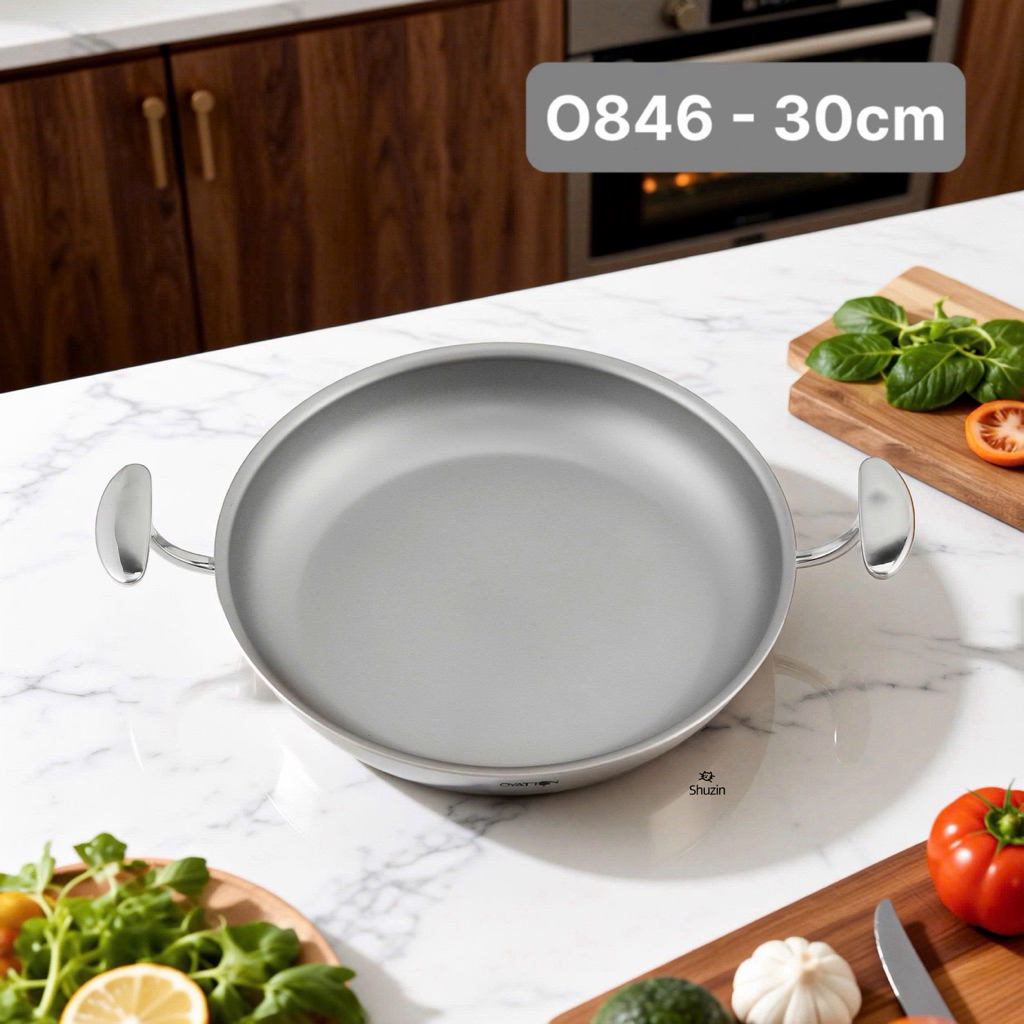 CHẢO NƯỚNG O846 OYATTON INOX KHÔNG DÍNH VI ĐIỂM 30CM