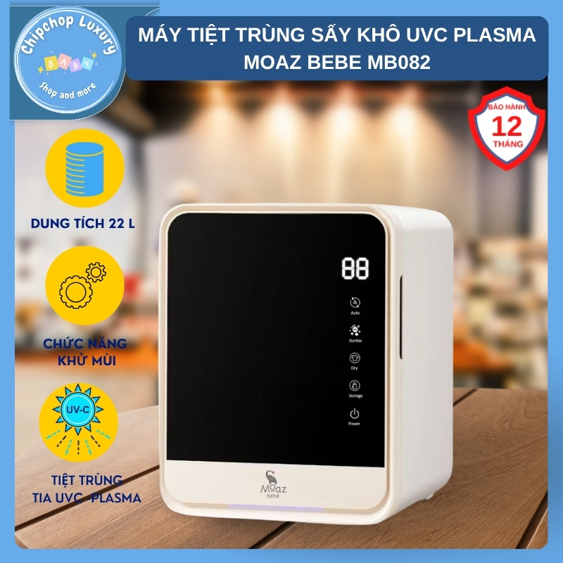 Máy tiệt trùng sấy khô bình sữa uvc plasma ion moaz bébé mb082 bảo hành chính hãng 12 tháng chipchop