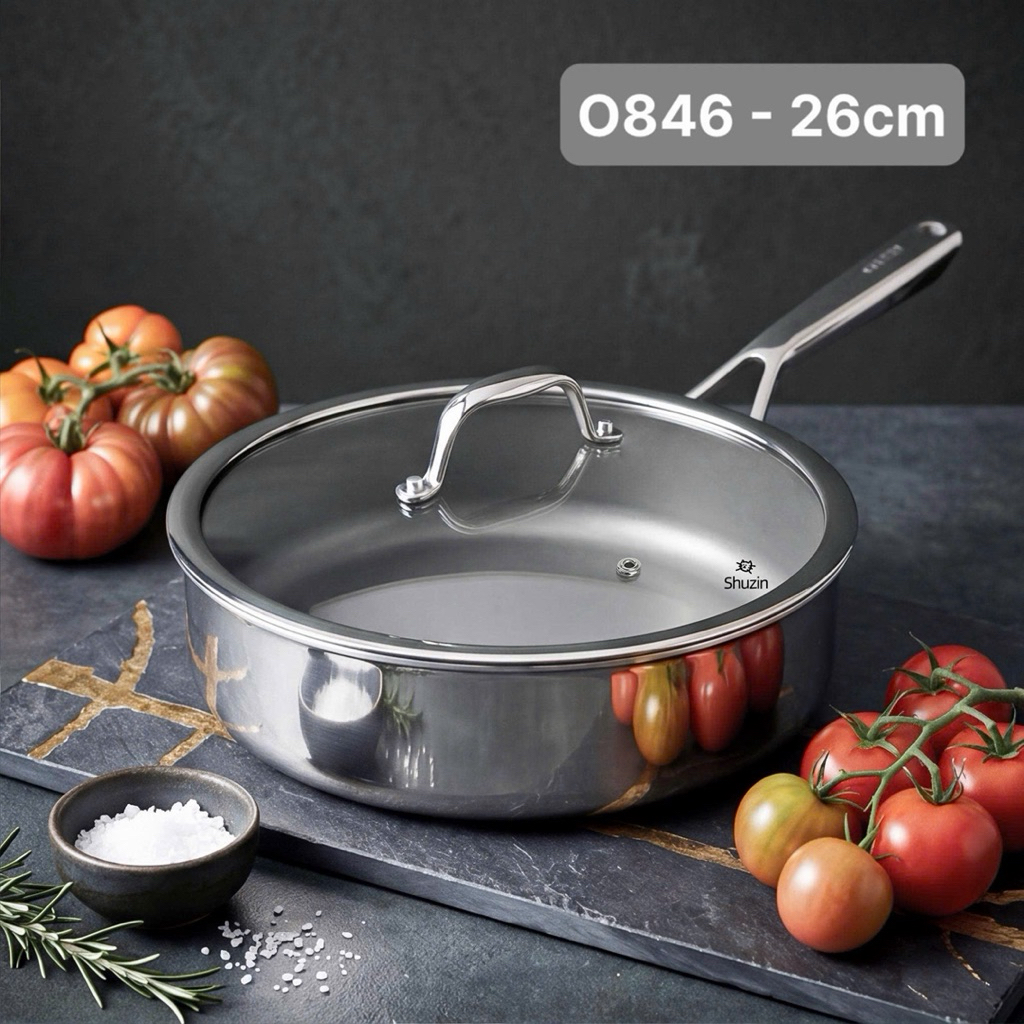 CHẢO SÂU LÒNG O844 OYATTON INOX KHÔNG DÍNH VI ĐIỂM 26CM