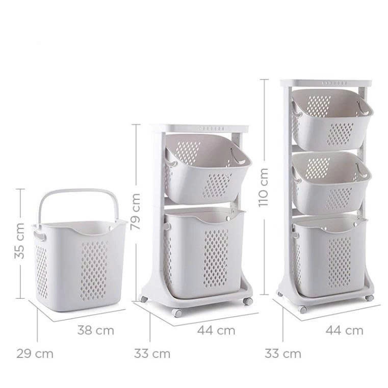 Kệ Rổ Nhựa 3 Tầng Đựng Đồ Cho Bé, Kệ Nhựa Đựng Đồ Đa Năng Có Bánh Xe, Giá Để Đồ Nhà Tắm, Kệ Nhà Bếp, Giỏ Đựng Đồ Đa Năng