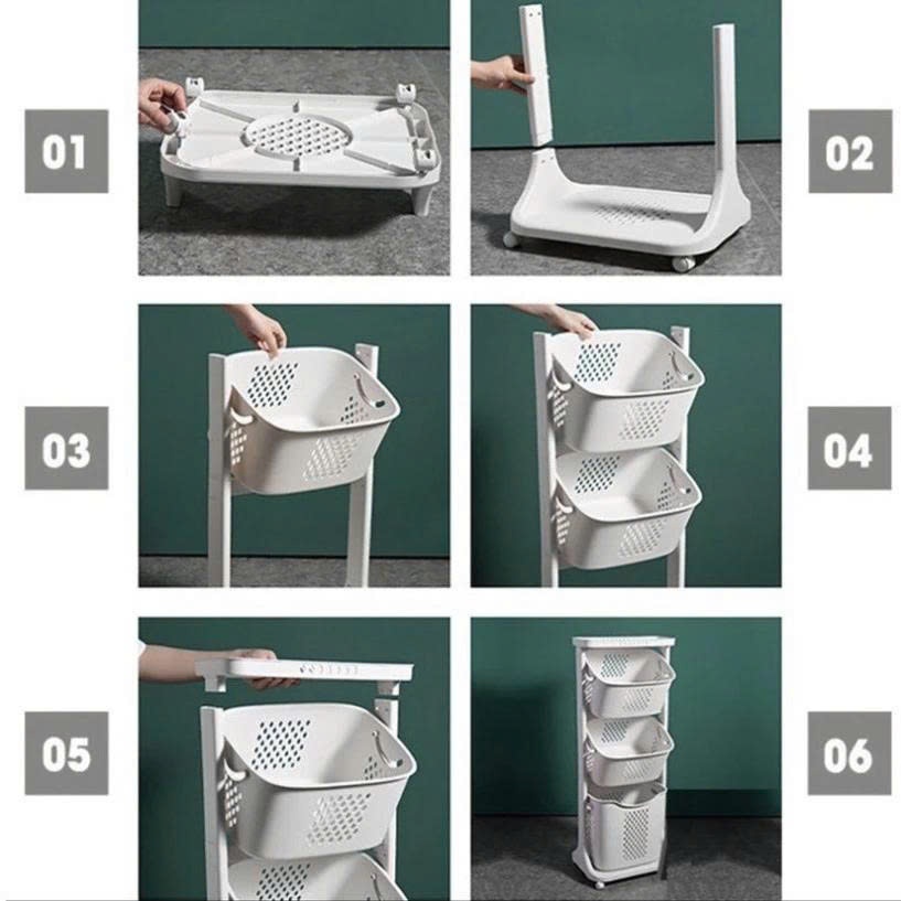 Kệ Rổ Nhựa 3 Tầng Đựng Đồ Cho Bé, Kệ Nhựa Đựng Đồ Đa Năng Có Bánh Xe, Giá Để Đồ Nhà Tắm, Kệ Nhà Bếp, Giỏ Đựng Đồ Đa Năng