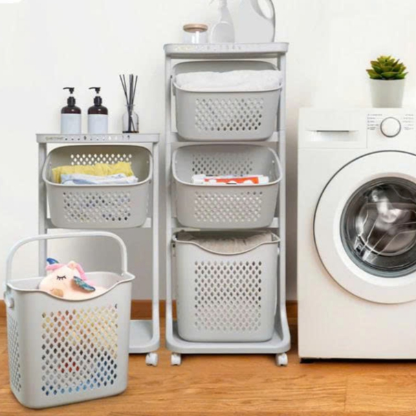 Kệ Rổ Nhựa 3 Tầng Đựng Đồ Cho Bé, Kệ Nhựa Đựng Đồ Đa Năng Có Bánh Xe, Giá Để Đồ Nhà Tắm, Kệ Nhà Bếp, Giỏ Đựng Đồ Đa Năng