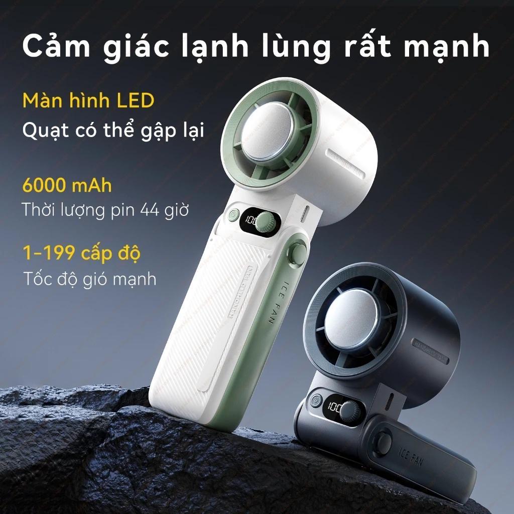 Aimi Quạt Mini Cầm Tay Gấp Gọn Sạc USB Đeo Cổ Pin Trâu Gió Mạnh Mini Portable