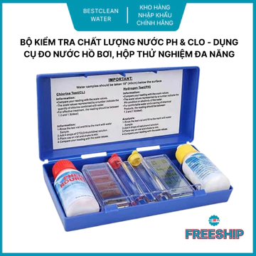 Hộp thử nước bể bơi, bộ dụng cụ test nước hồ bơi, hộp test pH và Clo hồ bơi Đa Năng