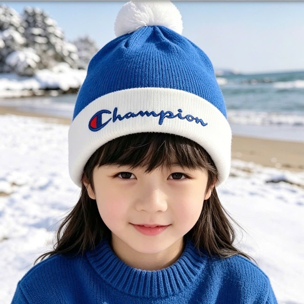 Mũ len bé trai bé gái màu xanh dương Champion 53cm – Mũ len siêu xinh giữ ấm cho bé