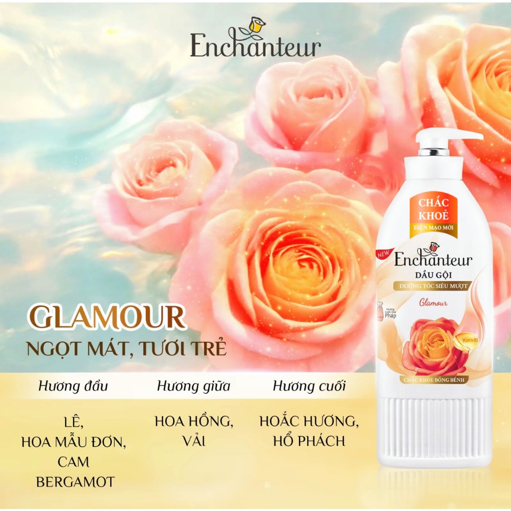 [VHL x Enchanteur]  Combo Dầu gội 650g và Dầu xả 150g Enchanteur Glamour dưỡng tóc mượt mà, chắc khỏe