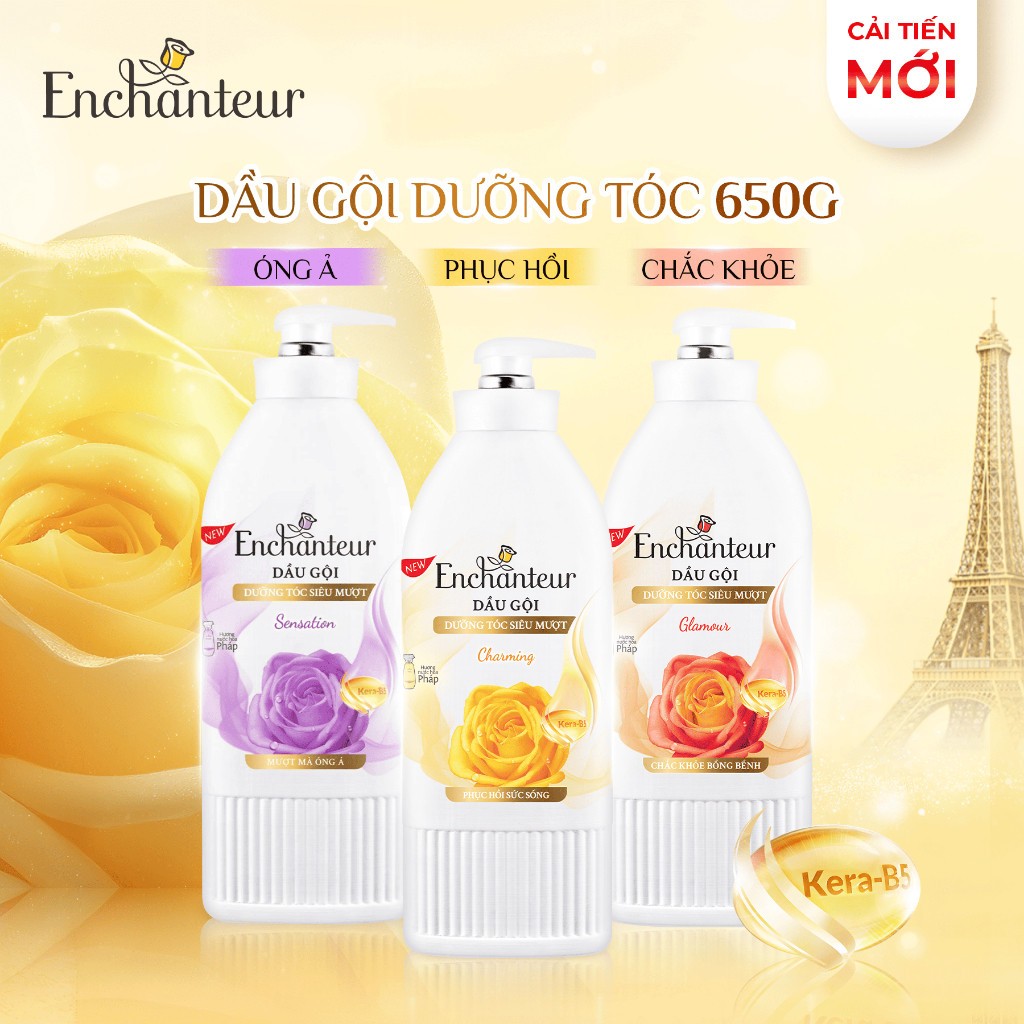 [VHL x Enchanteur]  Combo Dầu gội 650g và Dầu xả 150g Enchanteur Glamour dưỡng tóc mượt mà, chắc khỏe