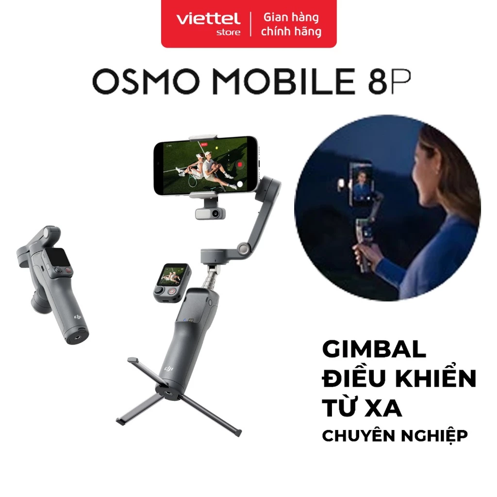Gimbal chống rung điện thoại DJI Osmo Mobile 8P Chính hãng | Điều Khiển Từ Xa Chuyên Nghiệp