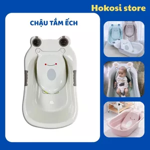Chậu Tắm Ếch Cao Cấp Chậu Tắm Cho Bé Có Tấm Tựa Lưng Và Van Thoát Nước Tiện Lợi