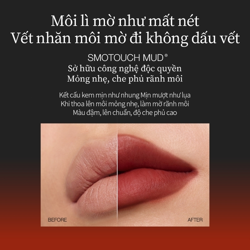 [DEAL] Son lì dạng bùn nhung lì Phiên bản đặc biệt không lem không dính cốc lâu trôi Mulanshi 3g