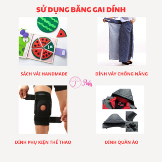 Băng dính gai, băng khóa nhám(1m-ko keo) 2 mặt khổ rộng 2cm màu đen trắng độ bám dính cao chất lượng tốt Pinky.