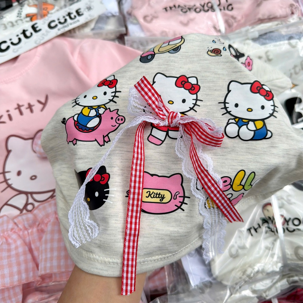 Combo 2 Áo Thun Bé Gái Voi Kids Style - Áo Kiểu Cách Điệu Phối Nơ & Bèo Nhún Siêu Xinh Cho Bé Đi Chơi