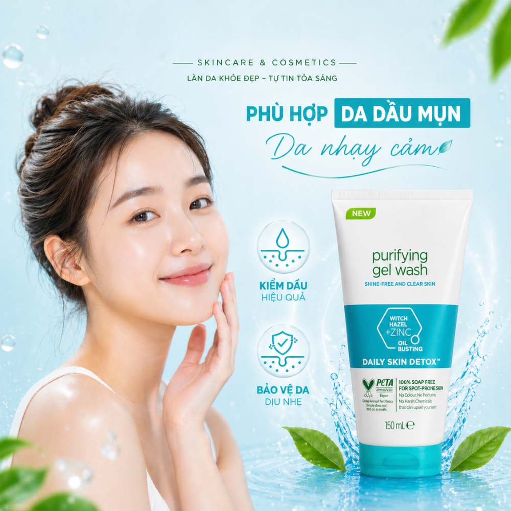 Sữa Rửa Mặt Simple Cho Mọi Loại Da, Giúp Sạch Bụi Bẩn, Tạo Cảm Giác Mềm Mịn Và Giảm Dầu Thừa Trên Da 150ML