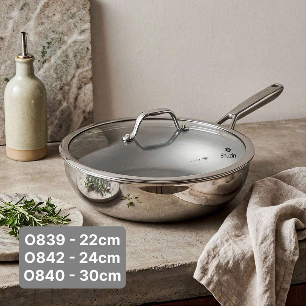 CHẢO XÀO INOX KHÔNG DÍNH VI ĐIỂM OYATTON 22CM/24CM/30CM