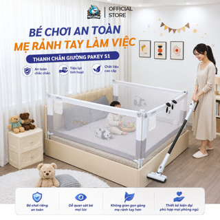 Thanh Chắn Giường Cho Bé Pakey Cải Tiến Nâng Hạ Dễ Dàng Chiều Cao Tối Đa 105cm, Khóa Chốt An Toàn - S1