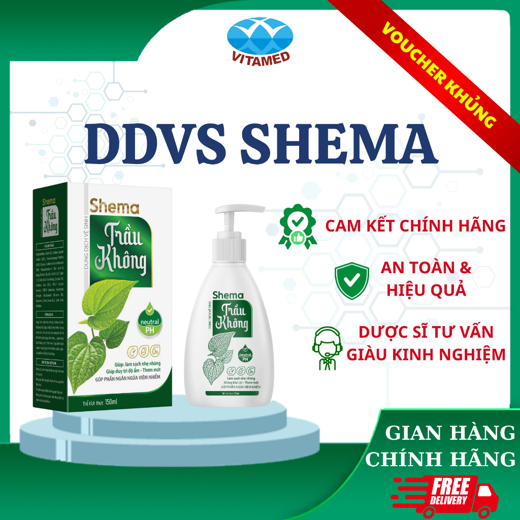 Dung Dịch Vệ Sinh Phụ Nữ Shema Trầu Không Chai 150ml - Kháng Khuẩn, Giảm Nấm Ngứa, Ngừa Viêm Nhiễm