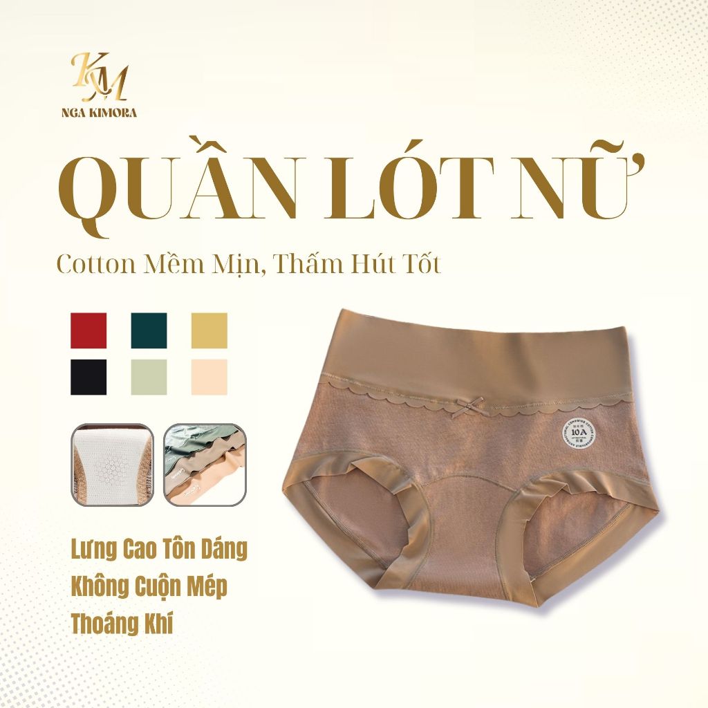 Quần lót nữ cotton cao cấp cạp cao – lưng bản to ôm gọn vòng eo và nâng nhẹ mông, kháng khuẩn 10a