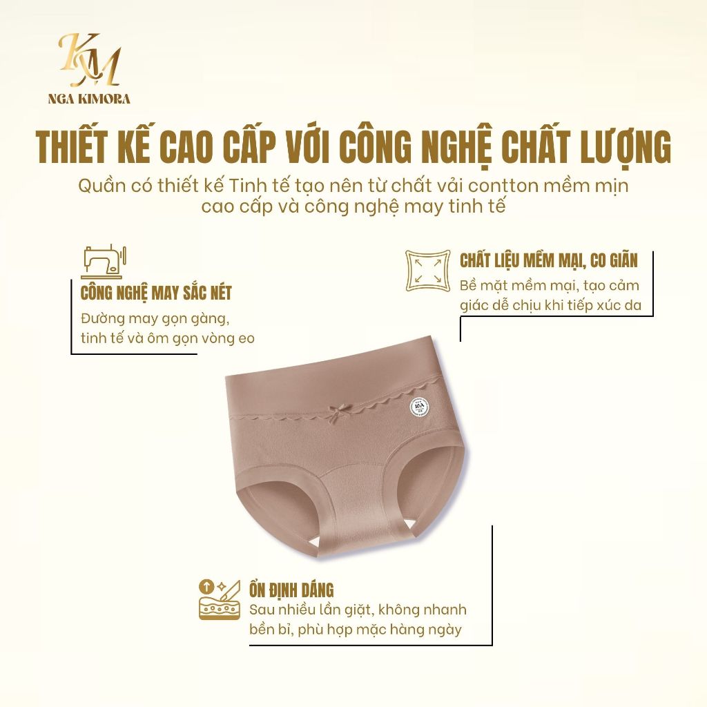 Quần lót nữ cotton cao cấp cạp cao – lưng bản to ôm gọn vòng eo và nâng nhẹ mông, kháng khuẩn 10a