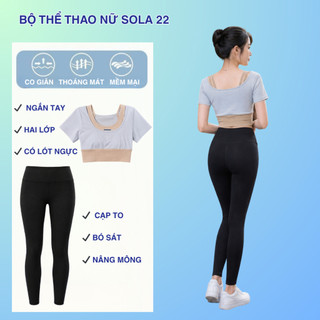 Set Đồ Tập Gym Nữ  SOLAFit 22 - Áo Croptop Thể Thao Quần Legging Dài Cạp Cao Ôm Body Bộ Tập Yoga Nữ