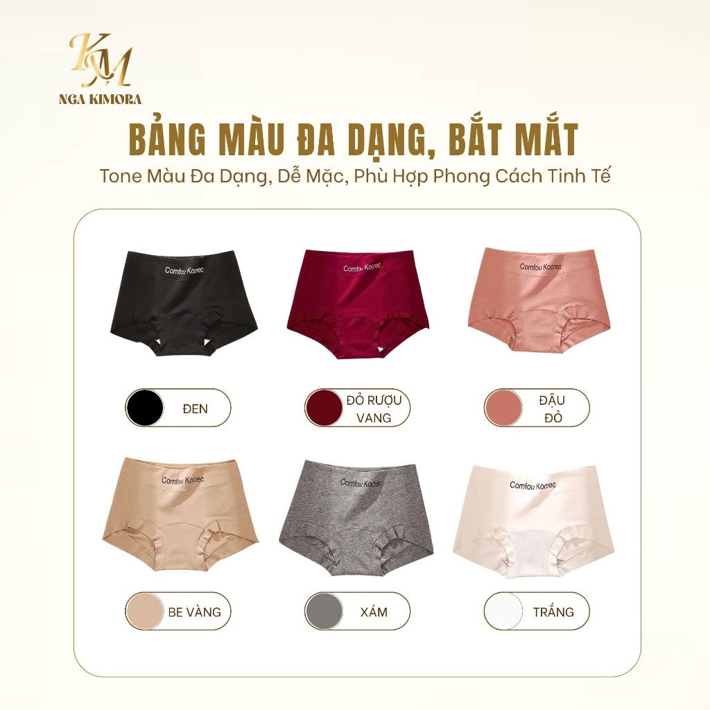 Quần lót nữ 10a kháng khuẩn,đáy quần rộng, không đường may, làm từ cotton nguyên chất, comfou kocrec