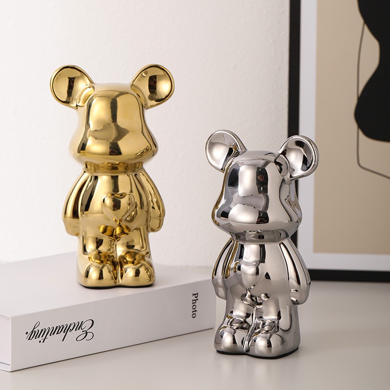 Tượng bear sứ nhiều màu trang trí nhà cửa